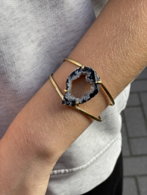 BRACELET GREY AGATE HOLE grey