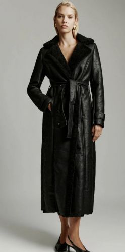 VEGAN LEATHER SHEARLING black