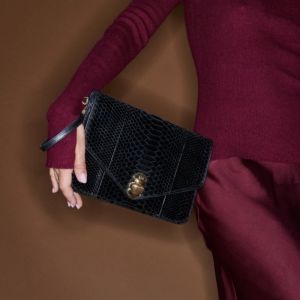ALICIA CLUTCH Black python