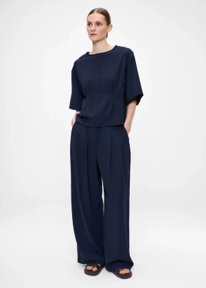 JAPANESE CREPE TEE mid blue