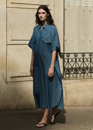 CHAMBRAY KAFTAN mid blue
