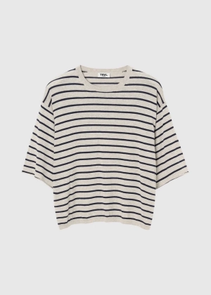 JENNA TEE Lt grey/ink blu