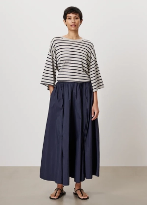 JENNA TEE Lt grey/ink blu