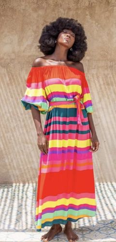 ROBE ELASTIQUE EPAULE rood