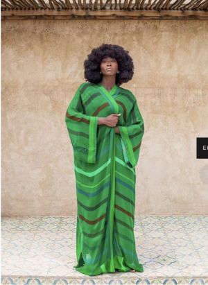 KIMONO L STRIPE groen