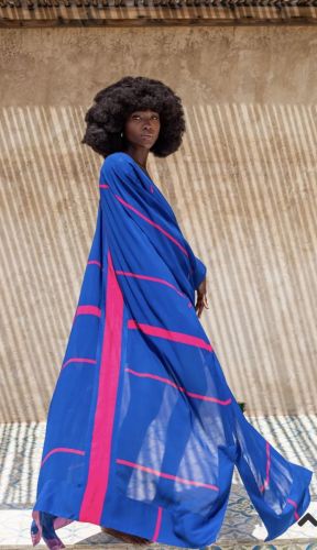 KIMONO L STRIPE blauw