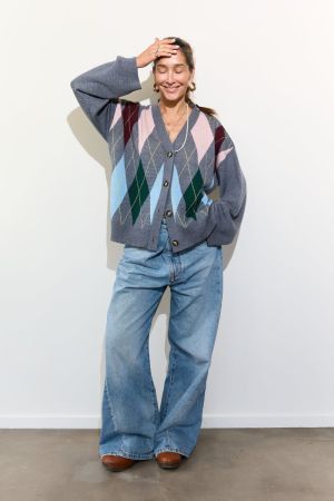 CARDIGAN grey argyle