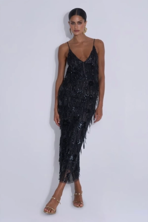 SERA DRESS black fringe