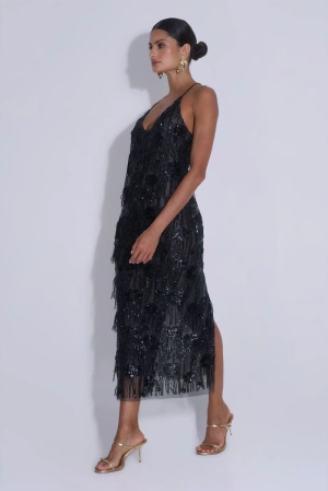 SERA DRESS black fringe